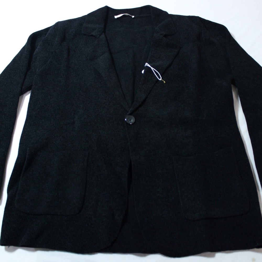 Aha Selected Men's Stretch Knit Midweight One Button Blazer Black Large